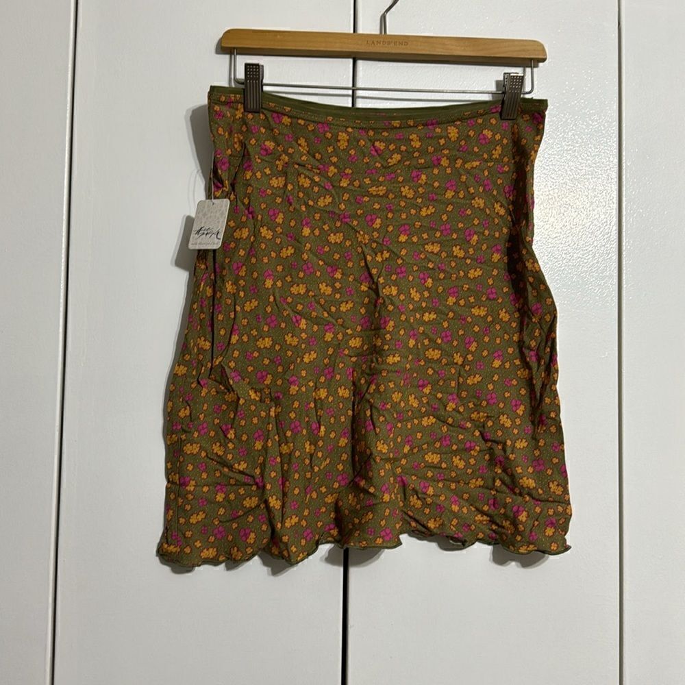 Free People IRL Midi Skirt Size 4 Green - Picture 4 of 7